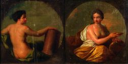 Attributed to Angelica Kauffmann (Swiss, 1741-1807) Lot of Two Allegorical Figures